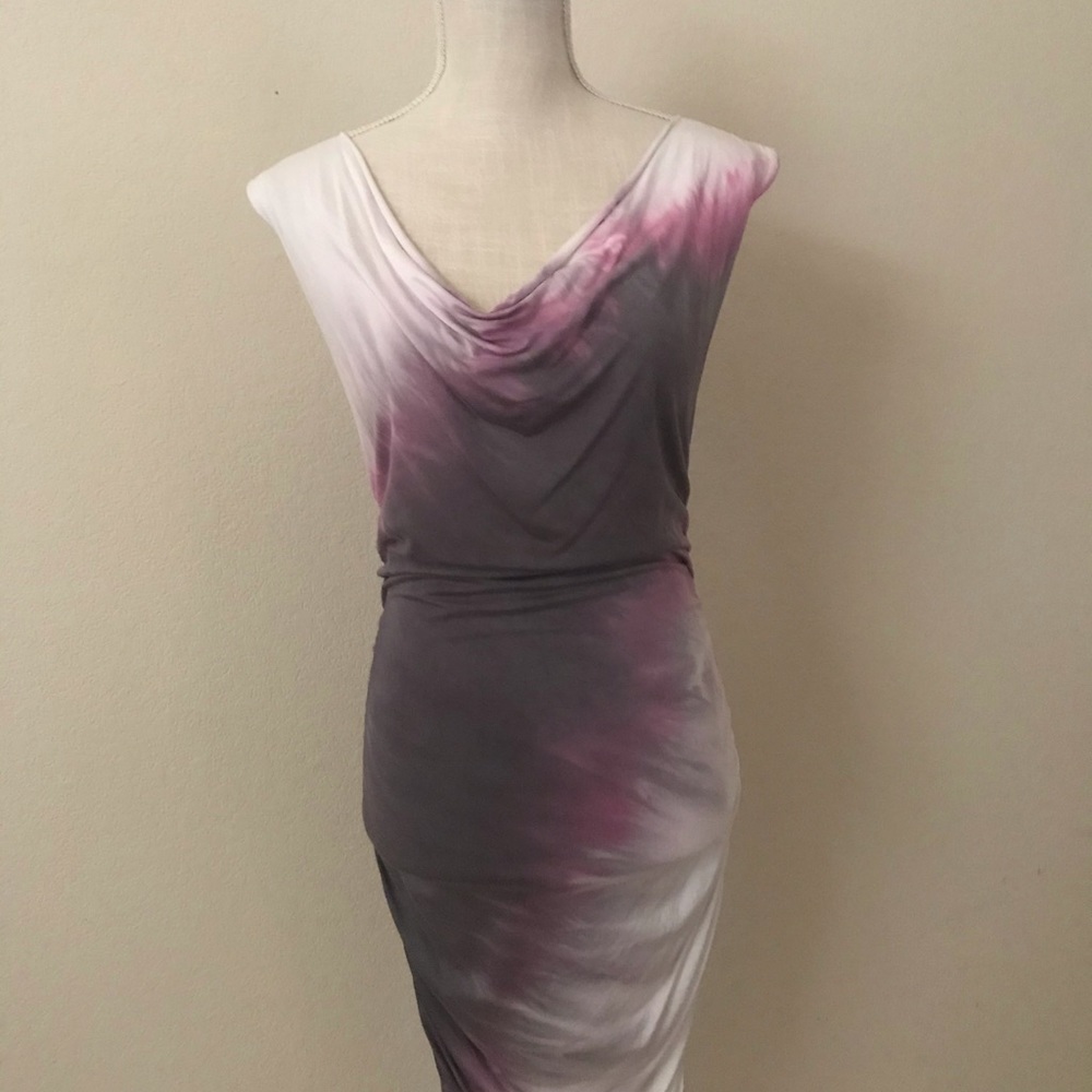 Michelle Jonas White and Purple Ombre Cowl Neck Dress